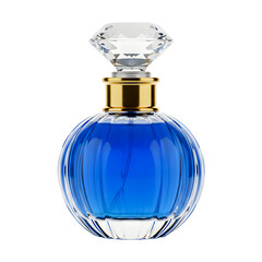 Elegant Blue Perfume Bottle with Diamond Cap