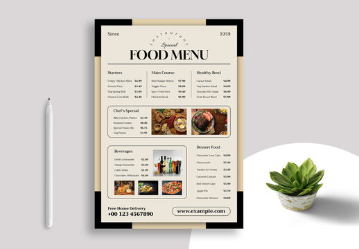 Modern Restaurant Food Menu Design Layout