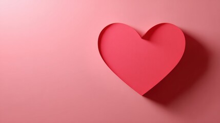 Crimson Embrace: A stylized paper heart emerges from a gradient of pink, symbolizing love, passion, and the depth of emotion.