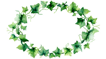 Fototapeta premium Green Ivy Leaf Wreath Isolated on White Background
