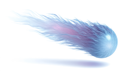 Abstract glowing comet with bright core and light particle trail