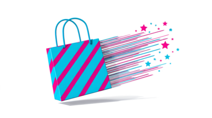 Colorful Striped Shopping Bag with Celebration Elements