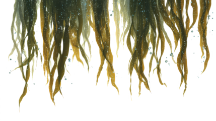 Watercolor Seaweed and Kelp Underwater Background