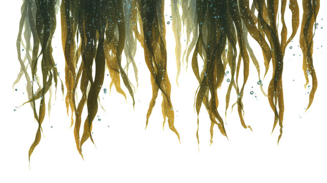 Watercolor Seaweed and Kelp Underwater Background