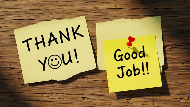 Appreciative notes on wooden surface