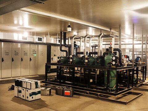 Industrial refrigeration system in a commercial cold storage facility