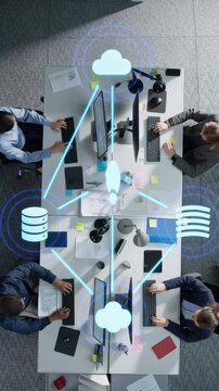 Modern Office Technology Visualization with Cloud Computing, Data Protection, and Internet Services