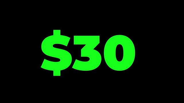 Dollar number 65. counter animation 65. dollar counting animation . counting money and digits increasing . animated counter from 0 to 65 dollar 