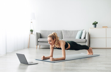 Online training with coach remotely, new normal and social distance during covid-19. Happy...