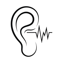 Obraz premium Ear symbol, audio wave, and minimal line art design