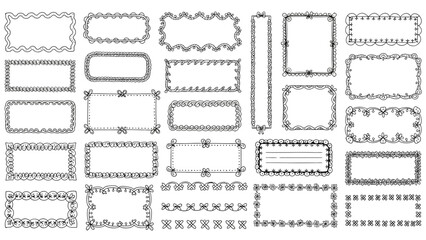 Obraz premium hand drawn doodle frames and borders provide whimsical graphic design elements for scrapbooking bullet journals and social media creative projects.