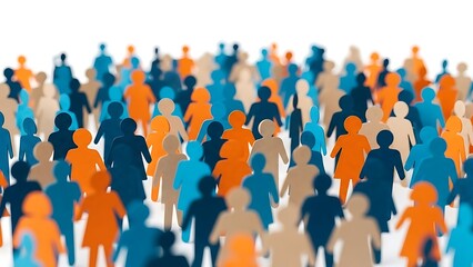 Obraz premium Crowd of colorful paper cutout people cutouts