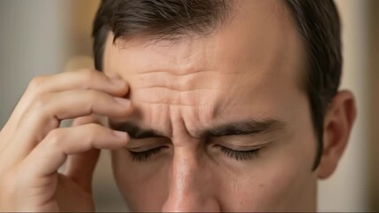 Man experiencing stress and headache relief through relaxation techniques