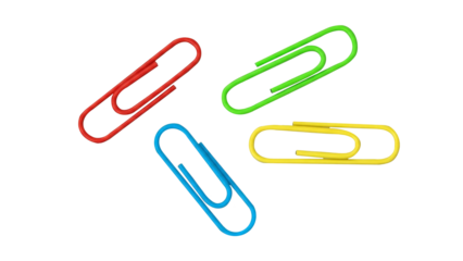 Colorful paper clips isolated on white background