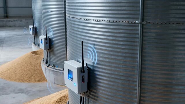 Medium shot of wireless sensor nodes attached to switchgear illustrating seamless IoT connectivity and remote condition monitoring in industrial environments.