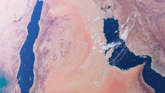 Arabian Peninsula, Saudi Arabia, Israel from Space. Planet Earth. Globe