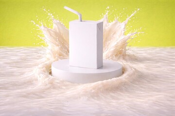 Refreshing Juice Pack with Straw on Splashing Background - Creative Concept Design