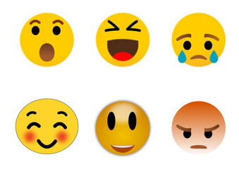 Emoji Faces Vector Set of Expressions Icons