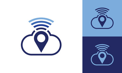 Cloud map signal logo design concept