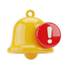 Obraz premium Bright yellow bell with red alert symbol