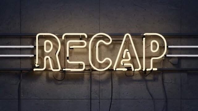 Neon sign for "Recap".