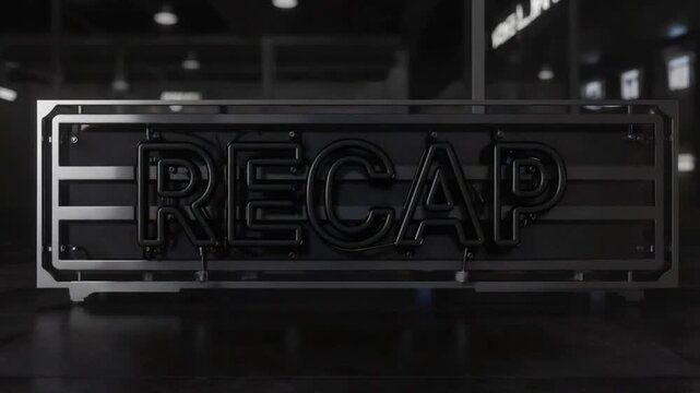Neon sign for "Recap".
