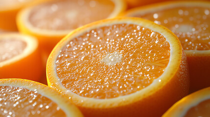 Freshly sliced oranges displaying vibrant colors and juicy textures, perfect for healthy snacks and refreshing drinks.