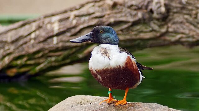 Male Shoveler (Spatula clypeata), Magdeburg-Saxony-Anhalt-Germany