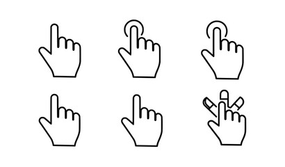 Obraz premium Outline hand cursor icons click pack vector set