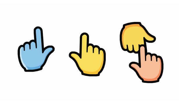 Cartoon hand cursor click icon set vector illustration