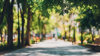 Peaceful park street scene evokes calm urban moments ideal for lifestyle advertising campaigns