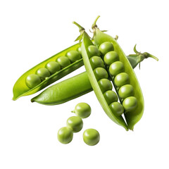 Fresh peas in pods isolated on transparent background