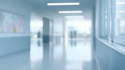 Fototapeta premium Calm hospital corridor evokes serenity clean design inspires healthcare commercial stock photography