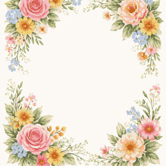 Elegant Watercolor Flower Border Frame Design