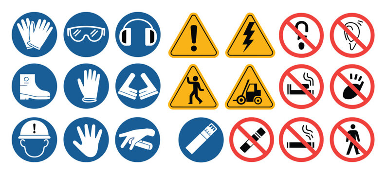 Work safety signs vector set
