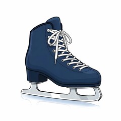 Dark blue ice skate with reflection isolated on white background