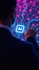 Innovative technology, artificial intelligence, digital interface, futuristic design, human interaction, data visualization