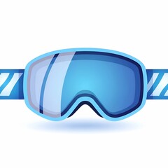 Realistic 3D Blue Ski Goggles with Glossy Lens and Patterned Strap