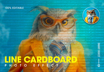 Line Cardboard Photo Effect with Artistic Texture Overlay Photo Effect