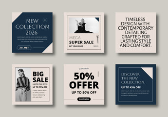 Stylish Brand Fashion Social Media Post Template Design