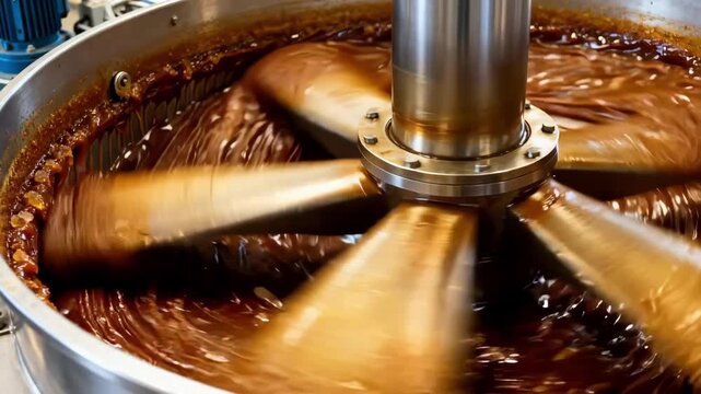 Close view of spinning massecuite in a batch centrifugal separator highlighting the wet crystal separation and the gradual molasses extraction with visible drum rotation.