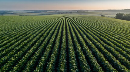 aerial view of vast soybean field plantation