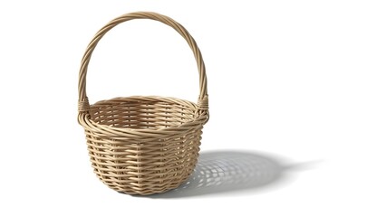 Obraz premium A small empty wicker basket with a handle