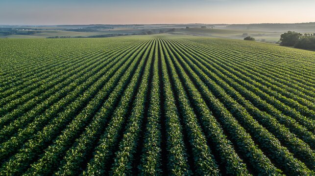 aerial view of vast soybean field plantation