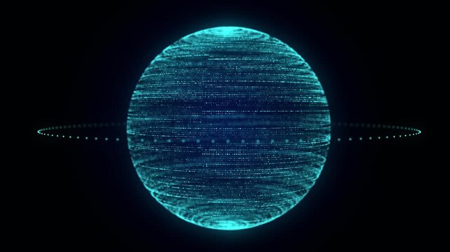Abstract blue sphere with connecting dots and lines. Wireframe technology sphere. Big data visualization. 3d rendering.