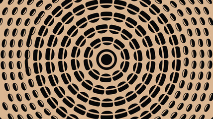 Fototapeta premium Geometric pattern with black oval shapes on beige background