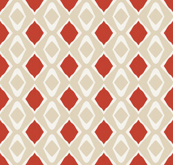 Fototapeta premium Terracotta Geometric Seamless Pattern Background with Abstract Motifs, Repeatable Illustration