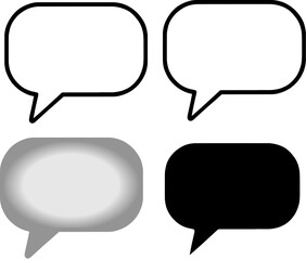 Four different speech bubble icons with varied styles and colors for communication concepts