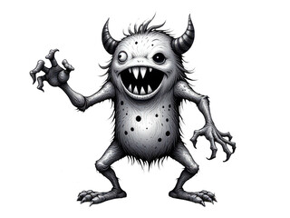 Fototapeta premium A classic illustration of a fearsome creature in monochrome tones