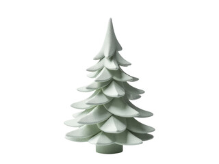 Fototapeta premium A tiny Christmas tree with white ornaments and lights on a pure white background, ideal for holiday designs and decorations